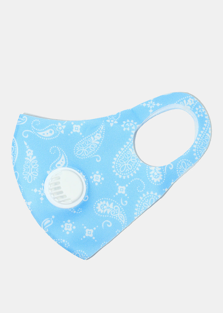 Paisley Print Face Mask with Double Dust Filter Blue ACCESSORIES - Shop Miss A