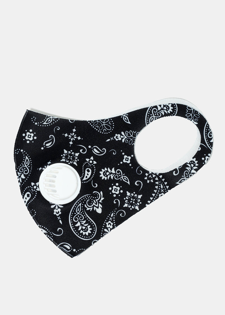 Paisley Print Face Mask with Double Dust Filter Black ACCESSORIES - Shop Miss A