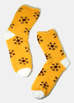 Snowflake Print Fuzzy Socks  ACCESSORIES - Shop Miss A