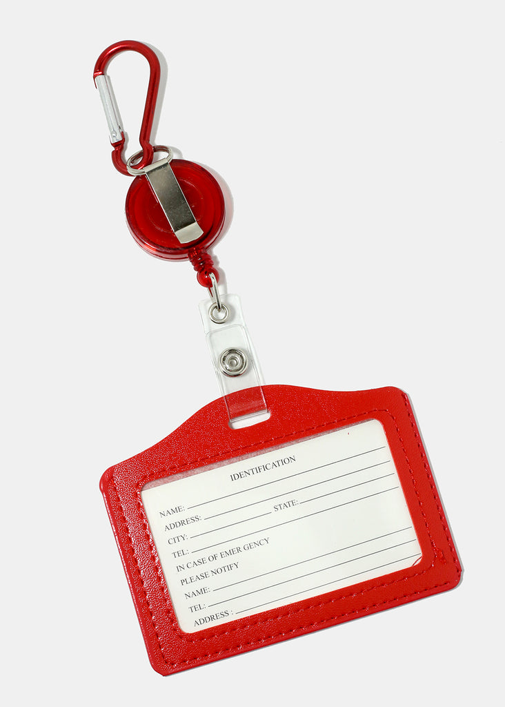 Solid Color Retractable ID Holder Red ACCESSORIES - Shop Miss A