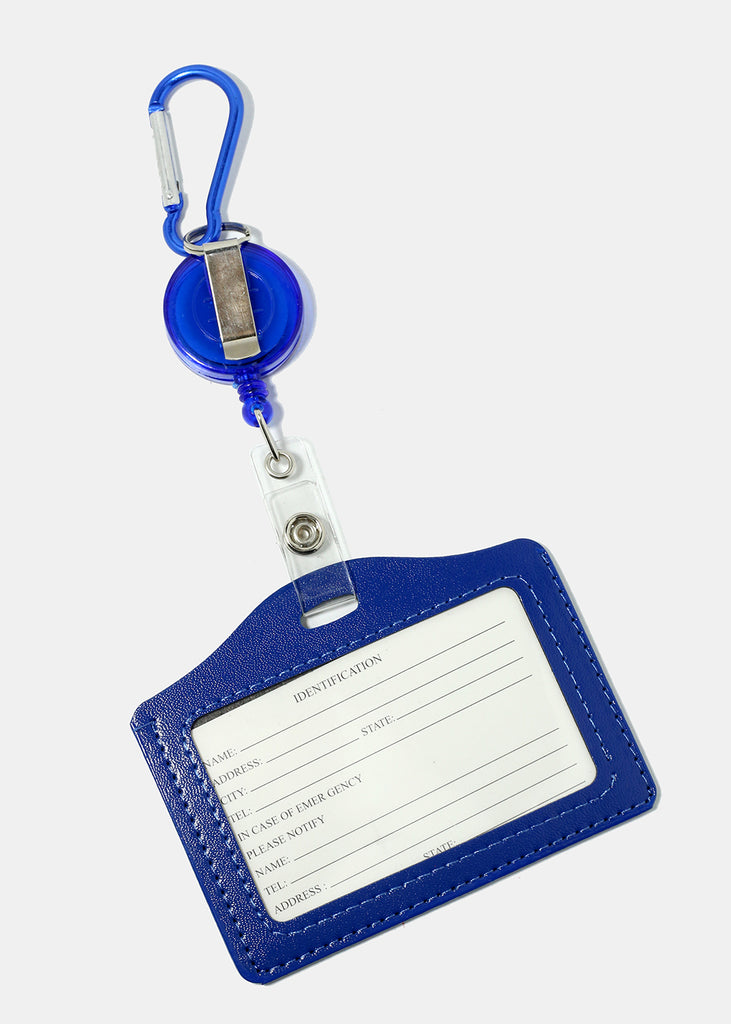 Solid Color Retractable ID Holder Blue ACCESSORIES - Shop Miss A