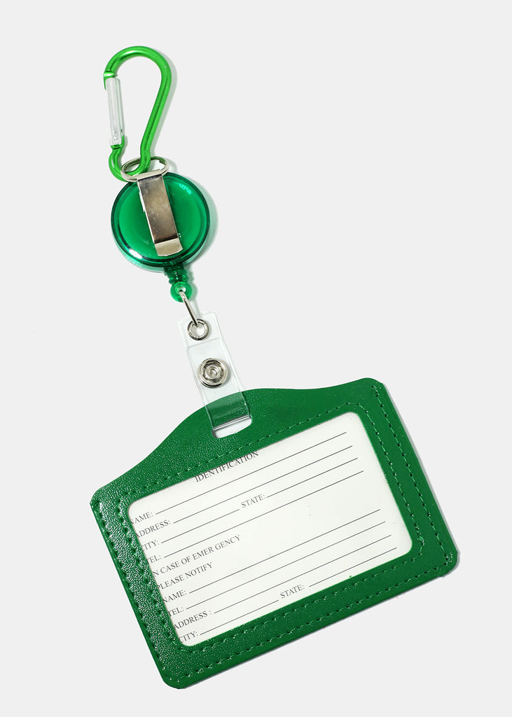 Solid Color Retractable ID Holder Green ACCESSORIES - Shop Miss A