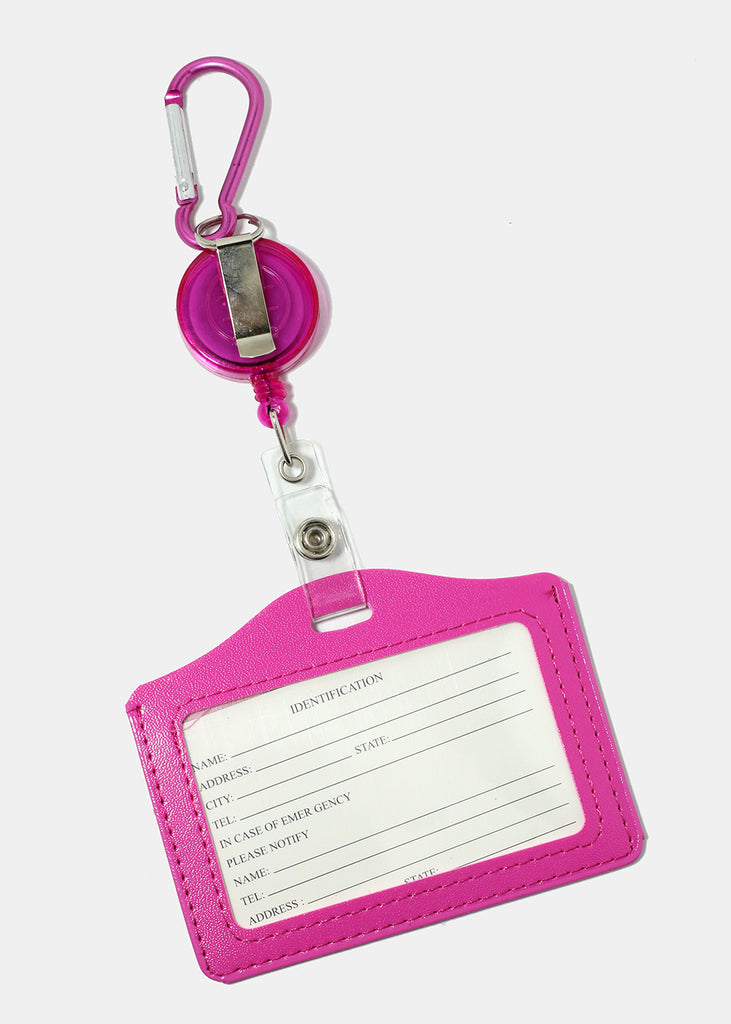Solid Color Retractable ID Holder Pink ACCESSORIES - Shop Miss A