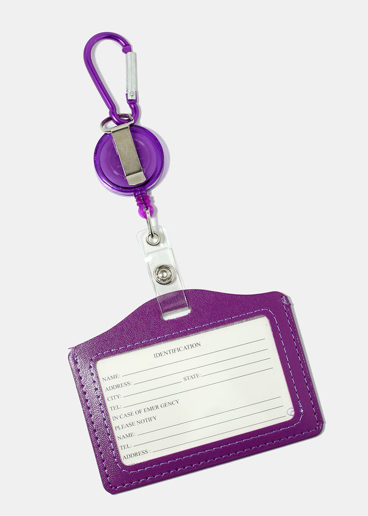 Solid Color Retractable ID Holder Purple ACCESSORIES - Shop Miss A