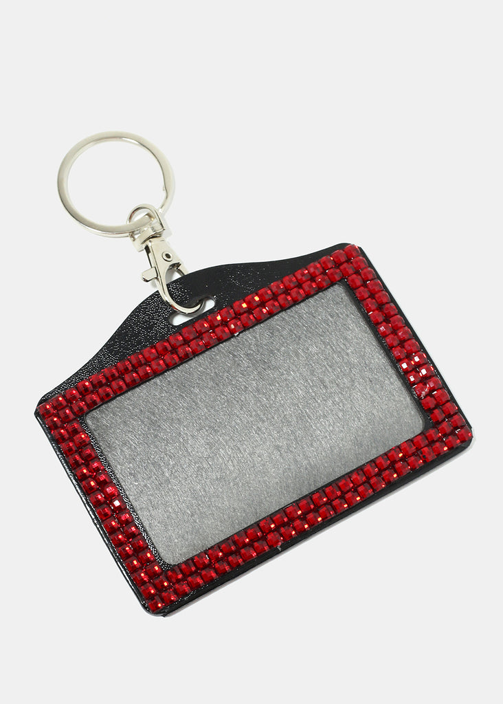 Rhinestone-Studded ID Holder Red ACCESSORIES - Shop Miss A