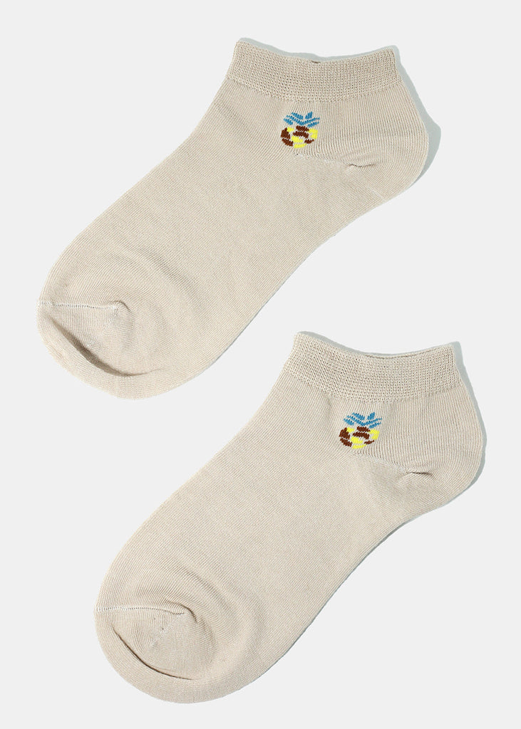 Pineapple Print Low-Cut Socks Taupe ACCESSORIES - Shop Miss A