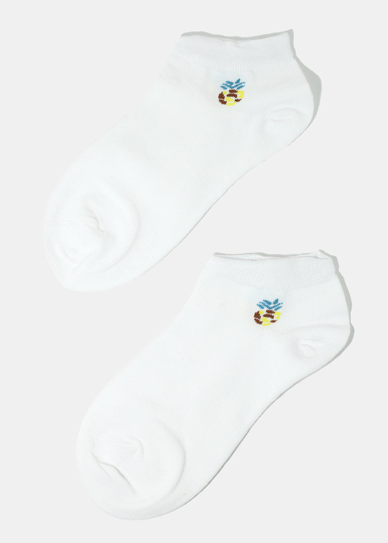 Pineapple Print Low-Cut Socks White ACCESSORIES - Shop Miss A