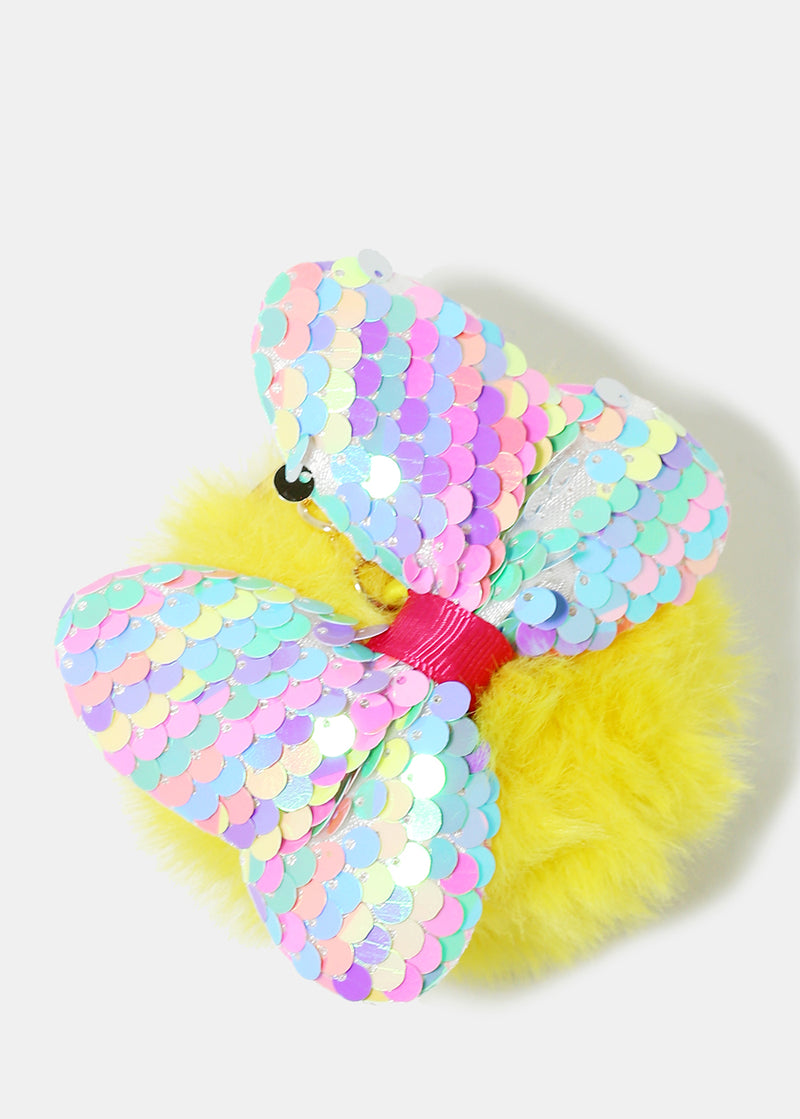 Sequin Butterfly Pom Pom Keychain Yellow ACCESSORIES - Shop Miss A
