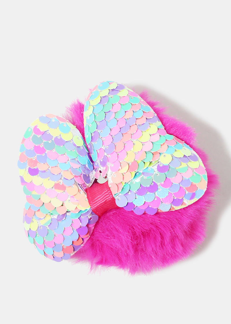 Sequin Butterfly Pom Pom Keychain Pink ACCESSORIES - Shop Miss A