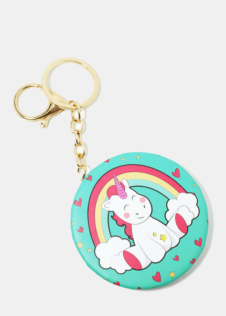 Unicorn Print Keychain Mirror Teal ACCESSORIES - Shop Miss A