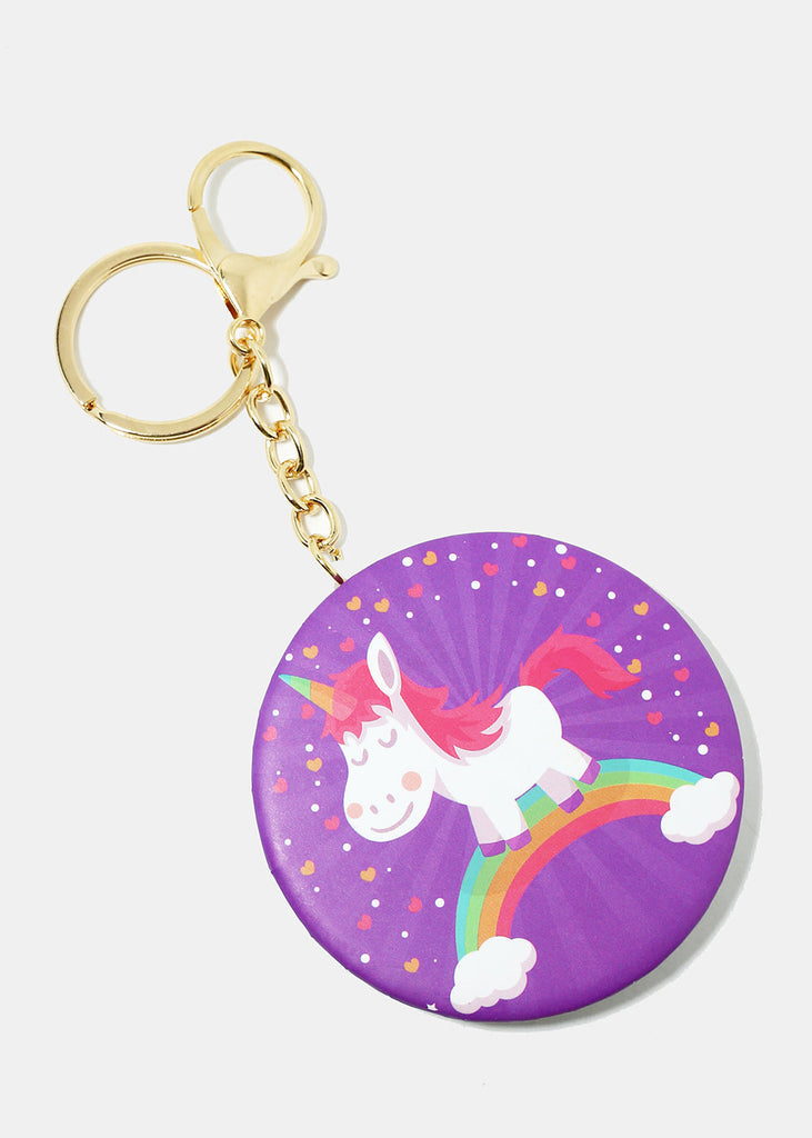 Unicorn Print Keychain Mirror Purple ACCESSORIES - Shop Miss A