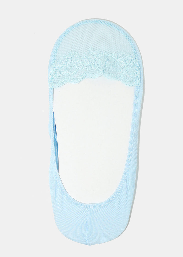 Flower Lace No-Show Socks Blue ACCESSORIES - Shop Miss A