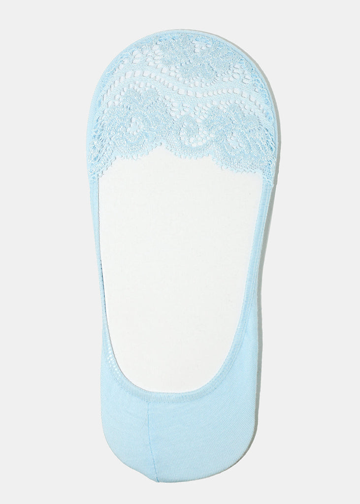 Flower Lace No-Show Socks Blue ACCESSORIES - Shop Miss A