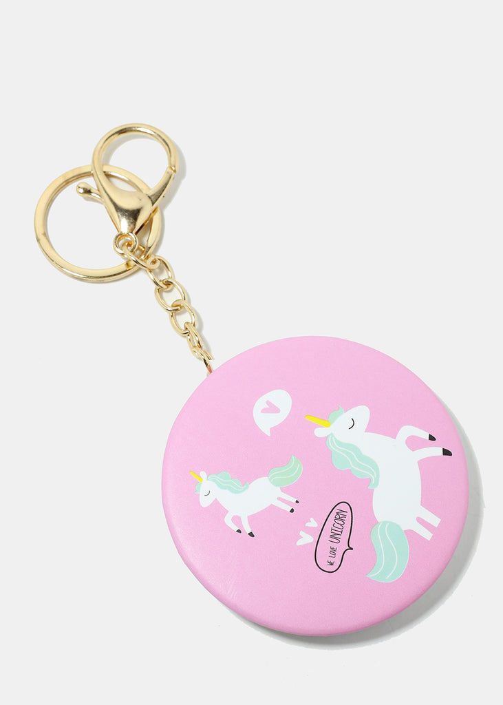 Unicorn Print Pocket Mirror Pink ACCESSORIES - Shop Miss A
