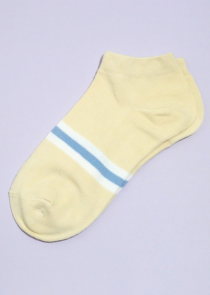 Solid Color Striped Low-Cut Socks Cream ACCESSORIES - Shop Miss A