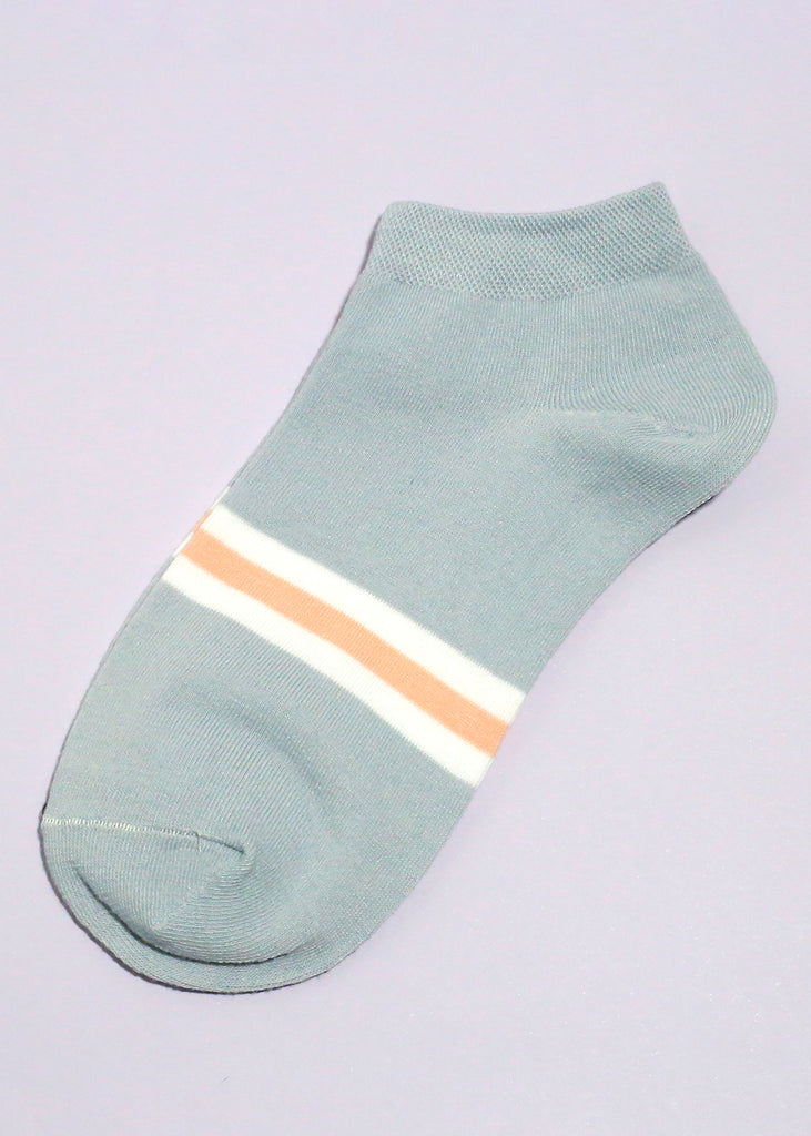 Solid Color Striped Low-Cut Socks Grey ACCESSORIES - Shop Miss A