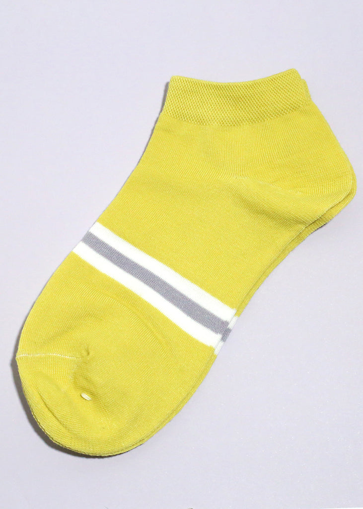 Solid Color Striped Low-Cut Socks Yellow ACCESSORIES - Shop Miss A