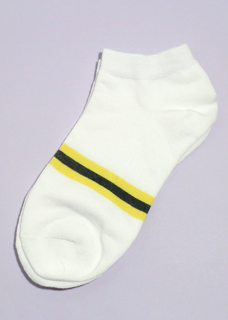 Solid Color Striped Low-Cut Socks White ACCESSORIES - Shop Miss A