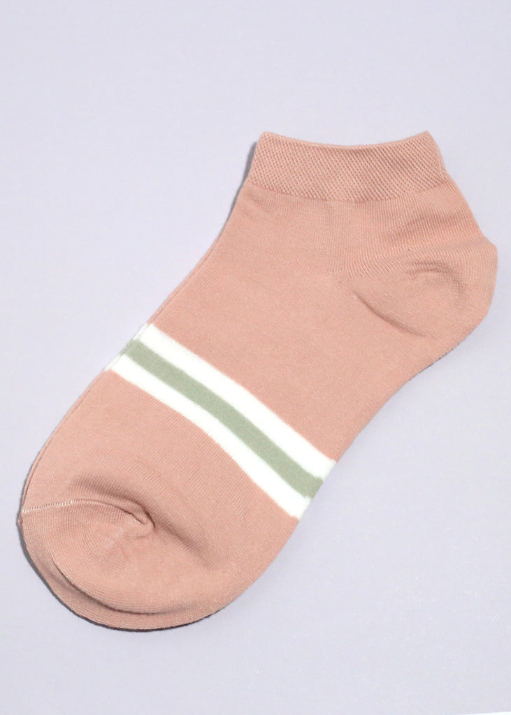 Solid Color Striped Low-Cut Socks Pink ACCESSORIES - Shop Miss A