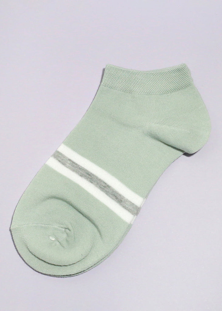 Solid Color Striped Low-Cut Socks Green ACCESSORIES - Shop Miss A