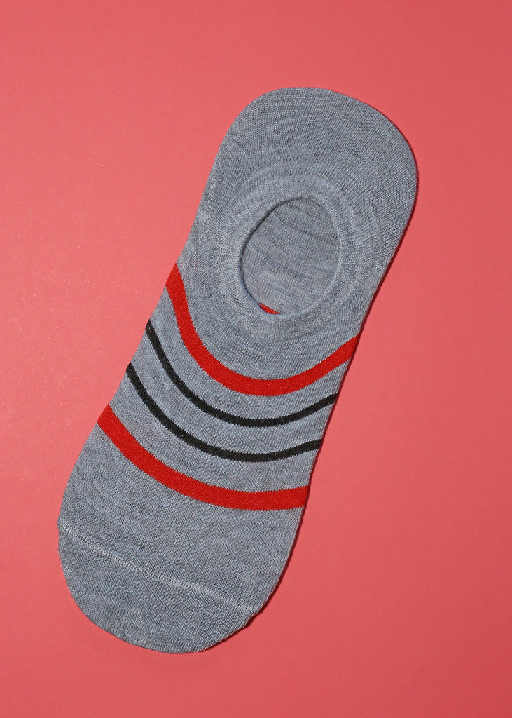 Men's Striped No Show Socks Light Grey SALE - Shop Miss A