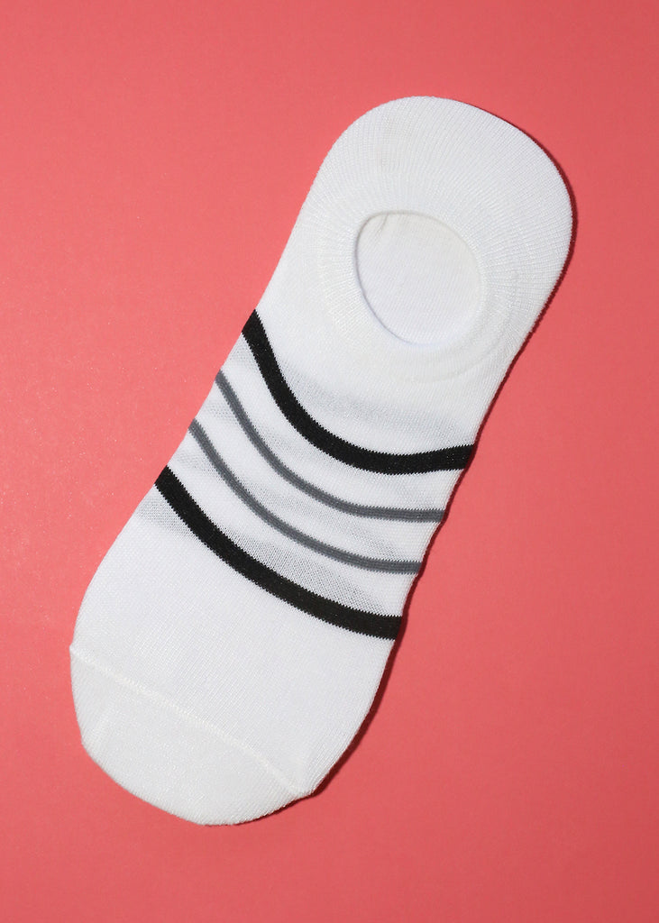 Men's Striped No Show Socks White SALE - Shop Miss A