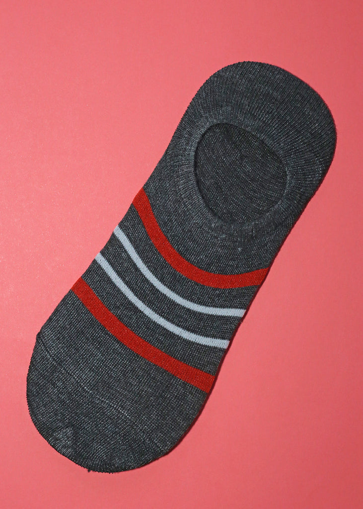 Men's Striped No Show Socks Grey SALE - Shop Miss A