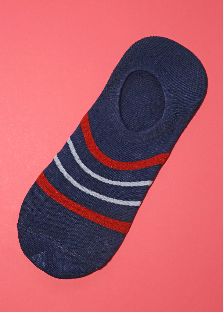 Men's Striped No Show Socks Navy SALE - Shop Miss A