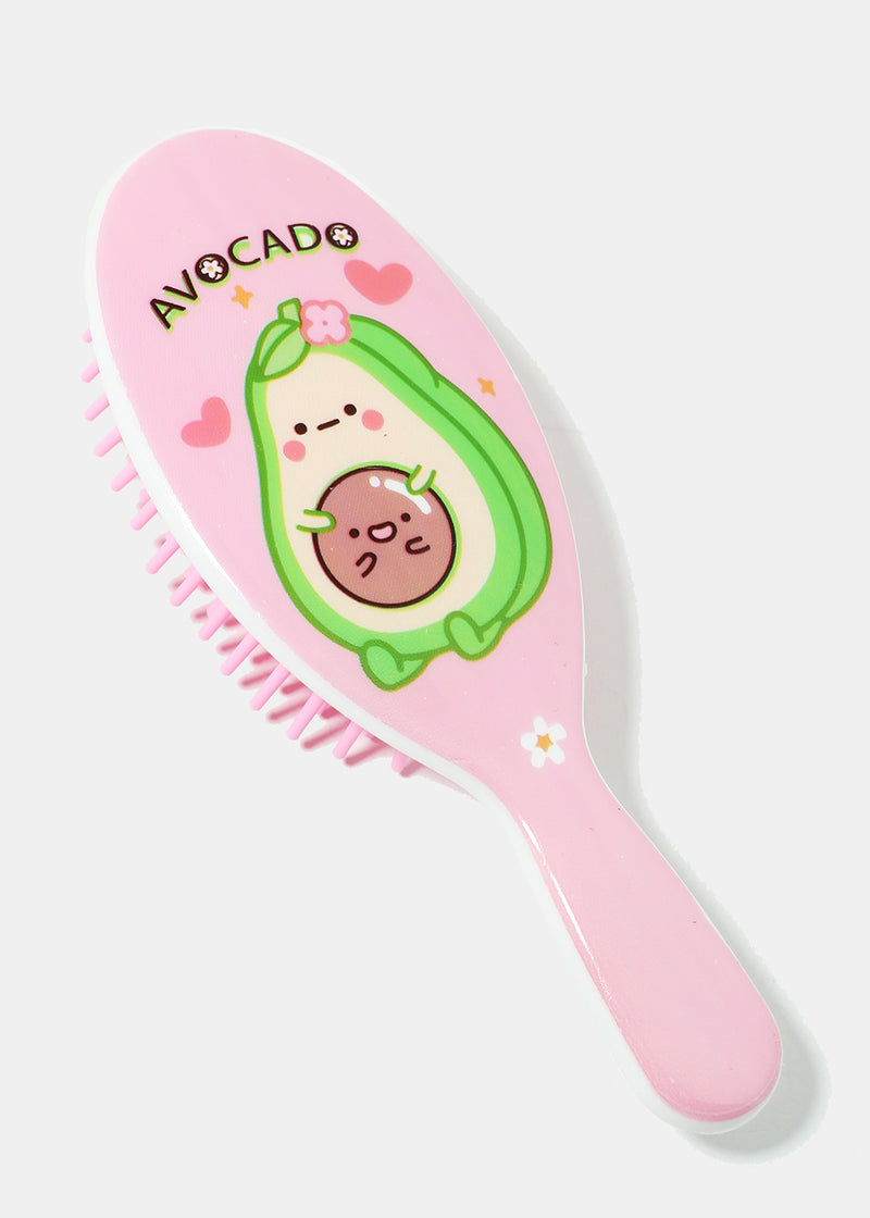 Cute Avocado Print Hair Brush Pink ACCESSORIES - Shop Miss A