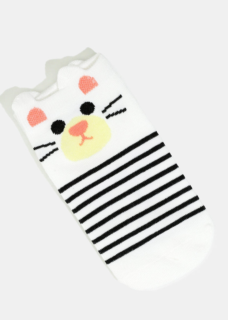 Cartoon Animal Striped Low-Cut Socks White ACCESSORIES - Shop Miss A