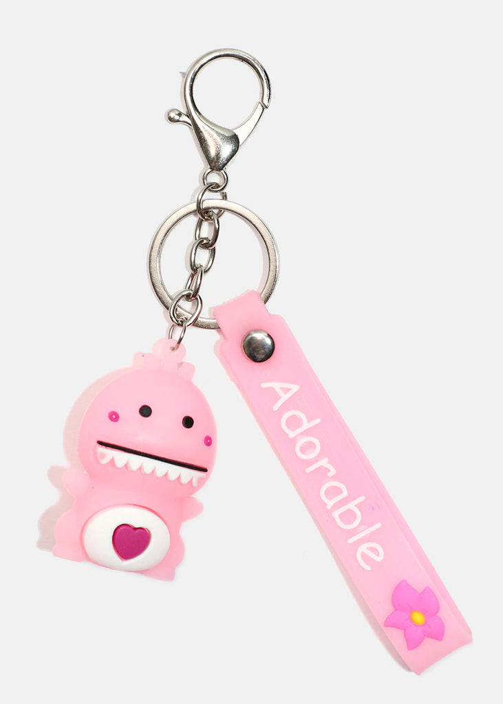 Dinosaur "ADORABLE" Keychain Pink ACCESSORIES - Shop Miss A