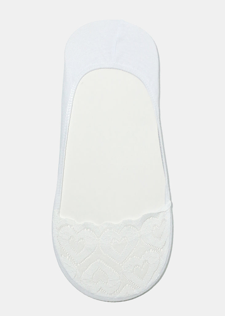 Heart Lace No-Show Socks White ACCESSORIES - Shop Miss A