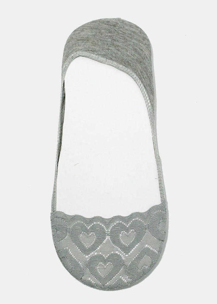 Heart Lace No-Show Socks Grey ACCESSORIES - Shop Miss A