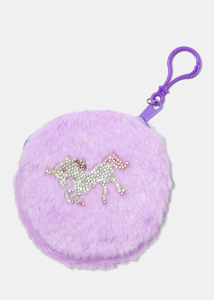Unicorn Fuzzy Coin Pouch Purple ACCESSORIES - Shop Miss A