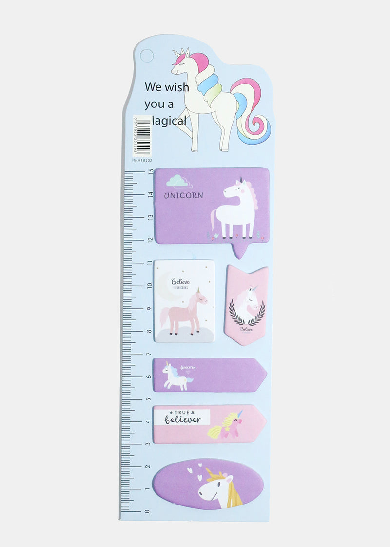 Unicorn Print Index Sticky Notes & Ruler Blue ACCESSORIES - Shop Miss A