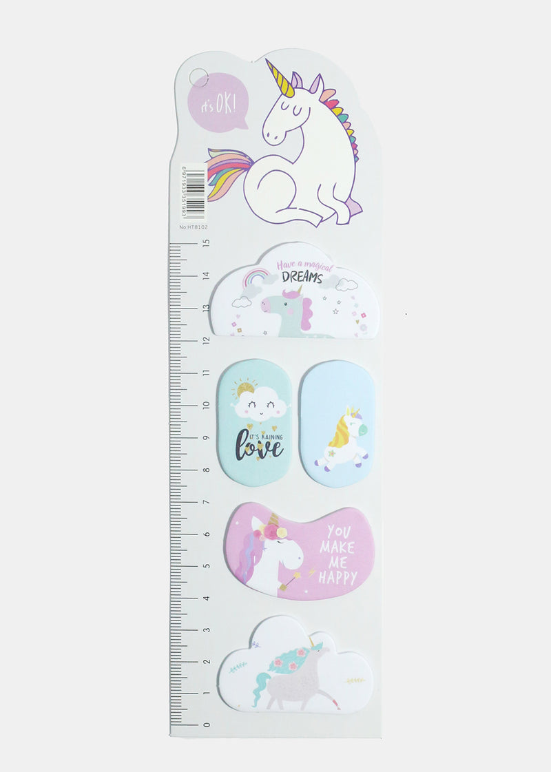 Unicorn Print Index Sticky Notes & Ruler Grey ACCESSORIES - Shop Miss A