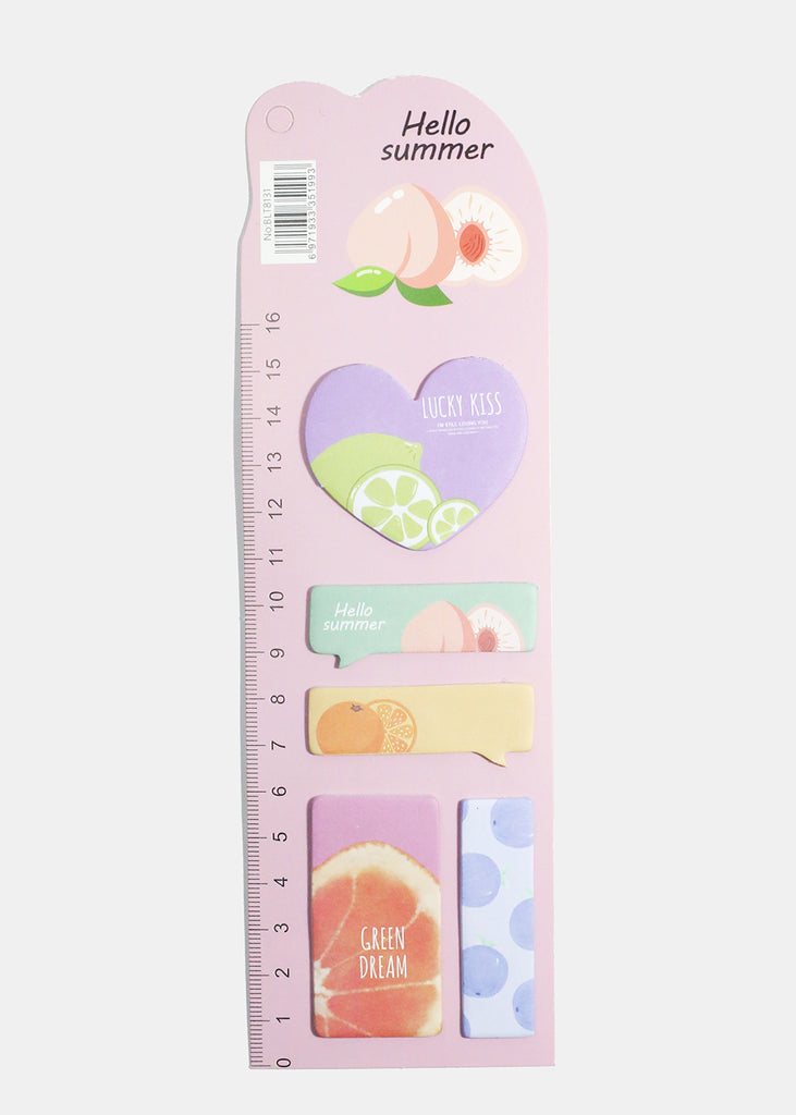 Fruit Print Index Sticky Notes & Ruler Pink ACCESSORIES - Shop Miss A