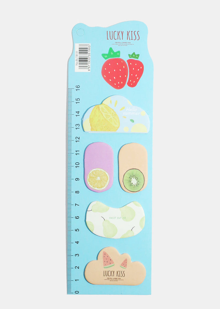 Fruit Print Index Sticky Notes & Ruler Light Blue ACCESSORIES - Shop Miss A