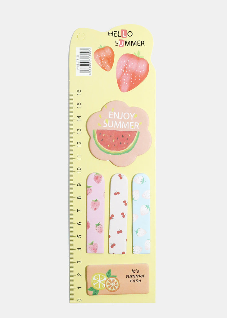 Fruit Print Index Sticky Notes & Ruler Yellow ACCESSORIES - Shop Miss A
