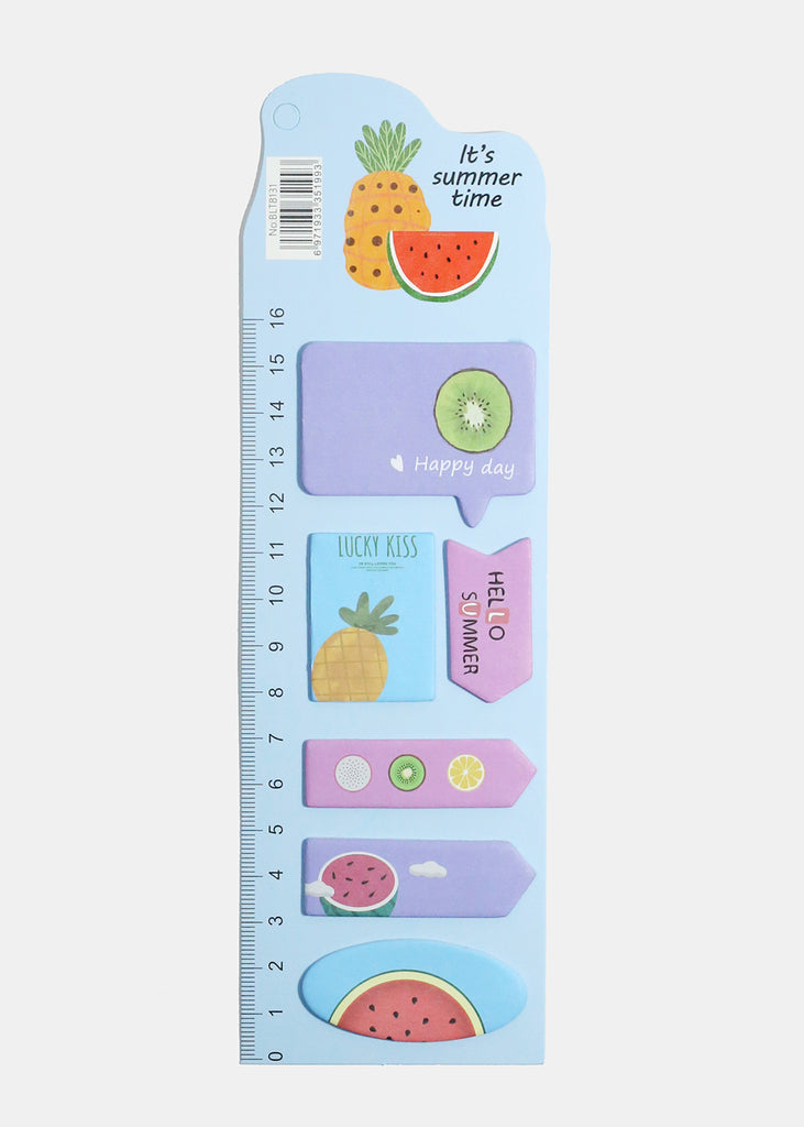 Fruit Print Index Sticky Notes & Ruler Blue ACCESSORIES - Shop Miss A