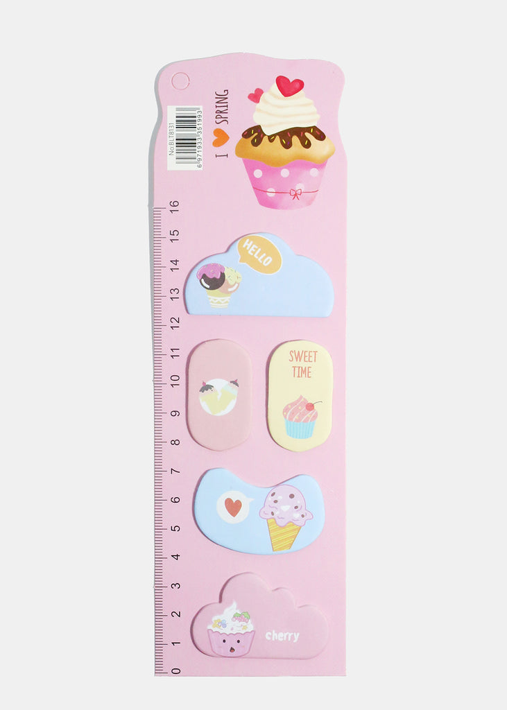 Ice Cream Print Sticky Notes & Ruler Pink ACCESSORIES - Shop Miss A
