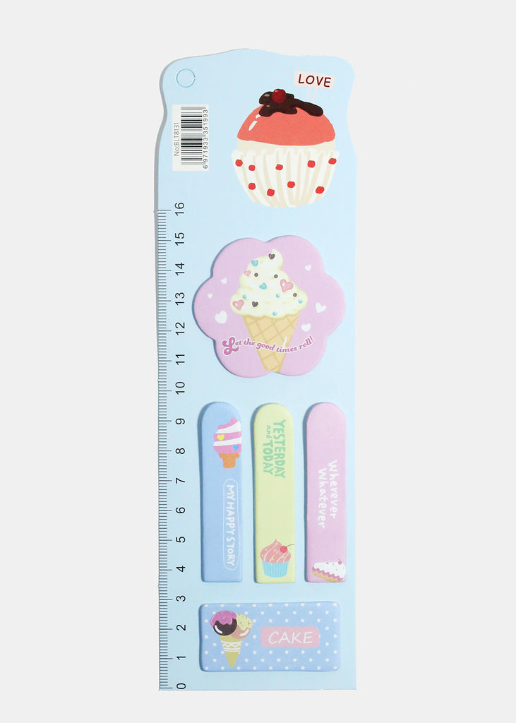 Ice Cream Print Sticky Notes & Ruler Blue ACCESSORIES - Shop Miss A