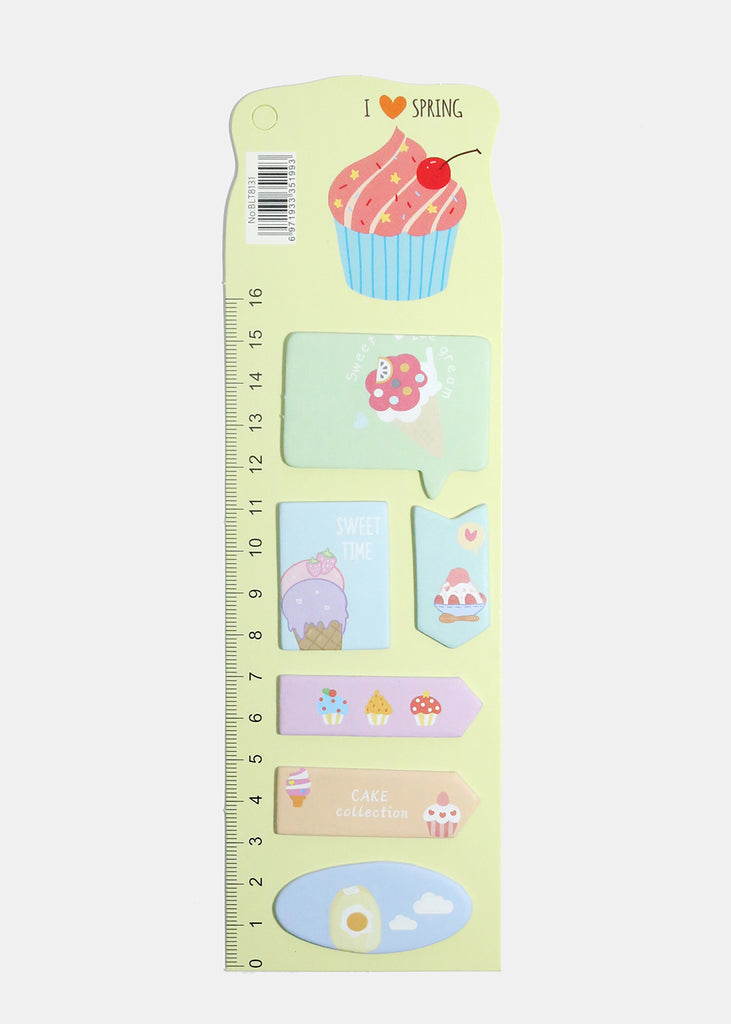 Ice Cream Print Sticky Notes & Ruler Green ACCESSORIES - Shop Miss A
