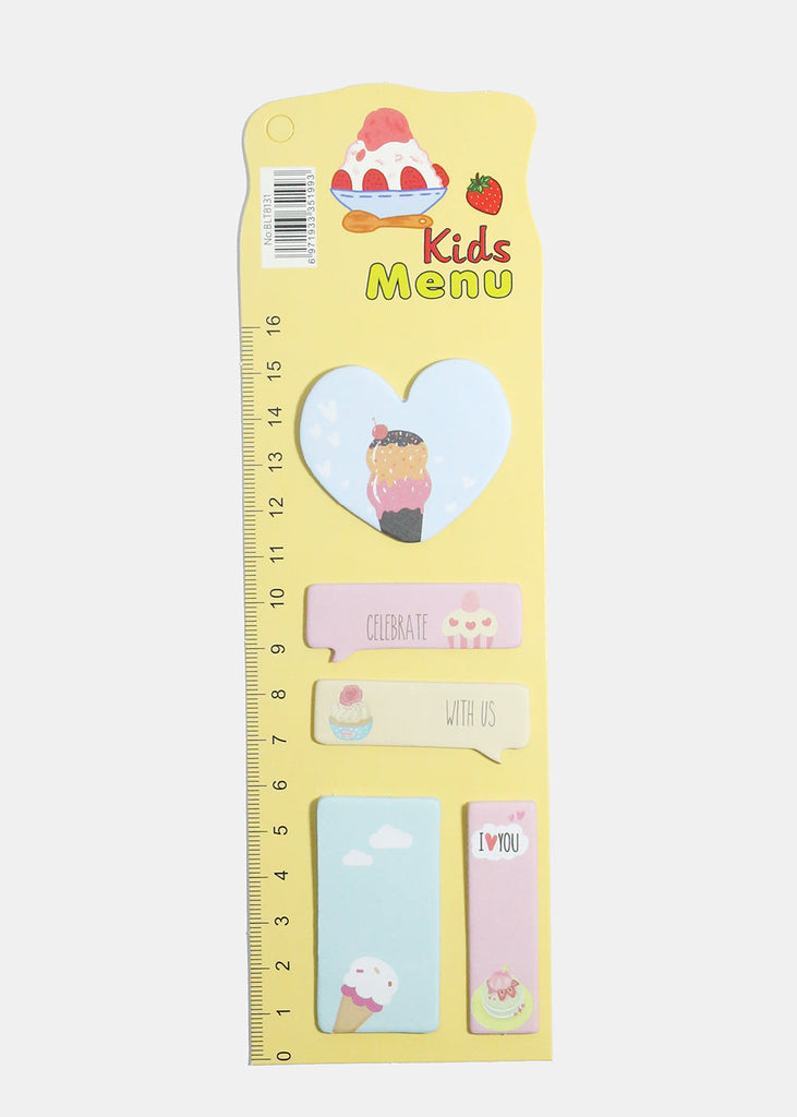 Ice Cream Print Sticky Notes & Ruler Yellow ACCESSORIES - Shop Miss A