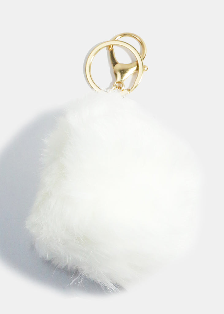 Fuzzy Pom Keychain White ACCESSORIES - Shop Miss A