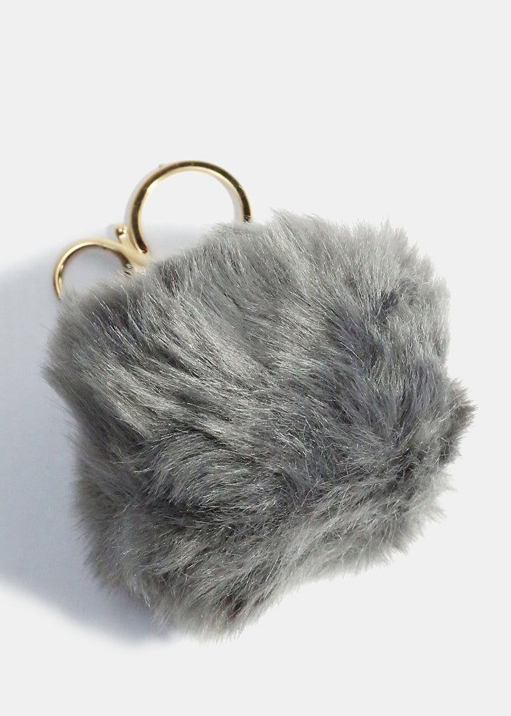 Fuzzy Pom Keychain Grey ACCESSORIES - Shop Miss A
