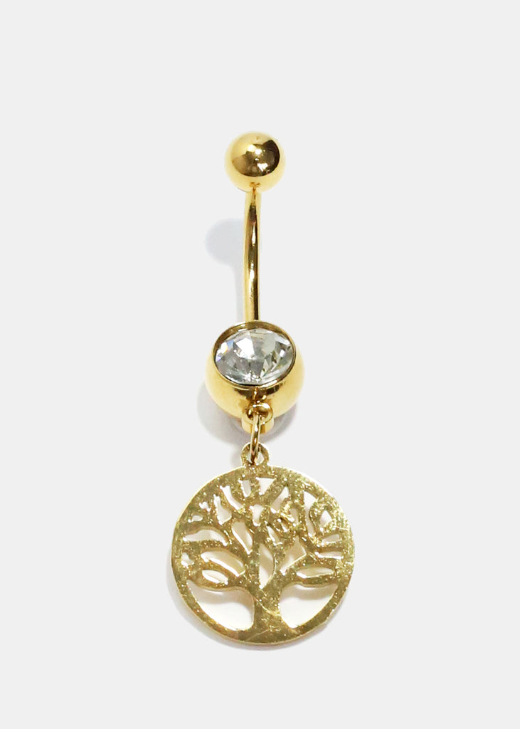 Tree of Life in Circle Belly Piercing Gold JEWELRY - Shop Miss A