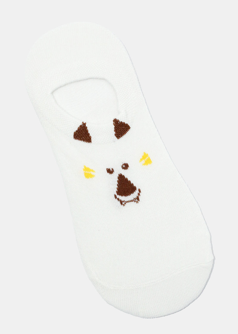Cute Animal Face No Show Socks White ACCESSORIES - Shop Miss A