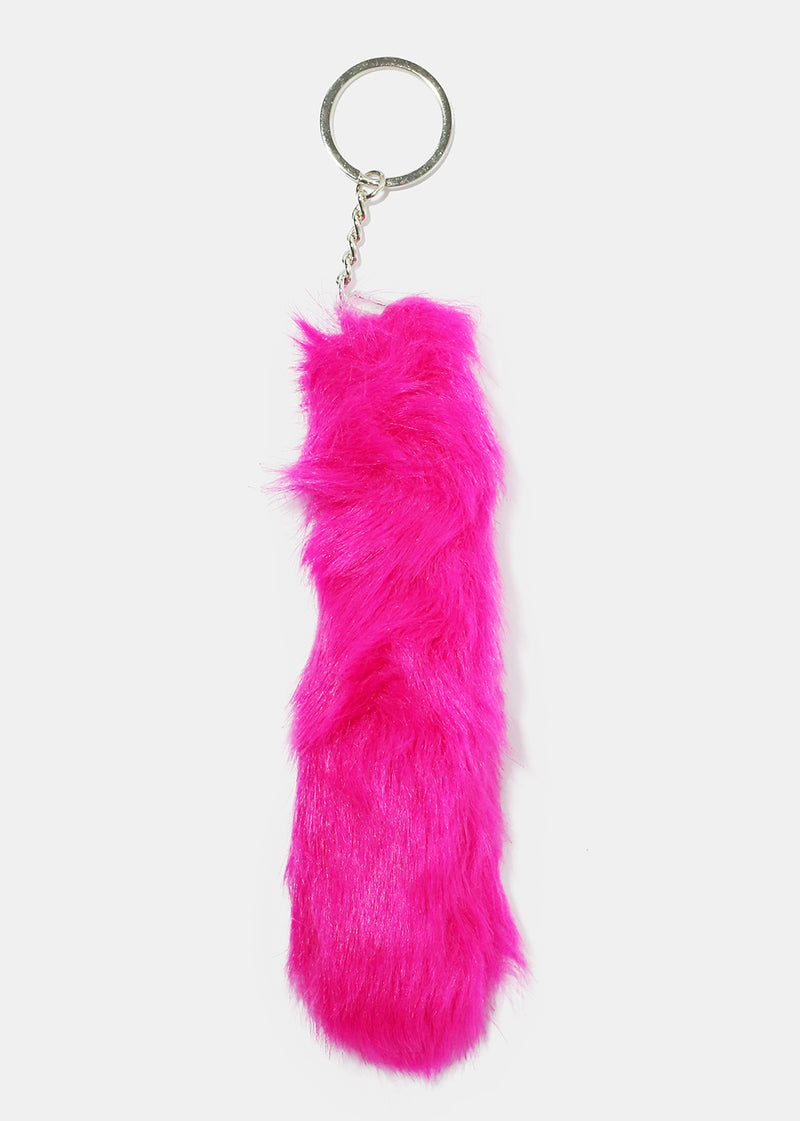 Long Fuzzy Keychain Pink ACCESSORIES - Shop Miss A
