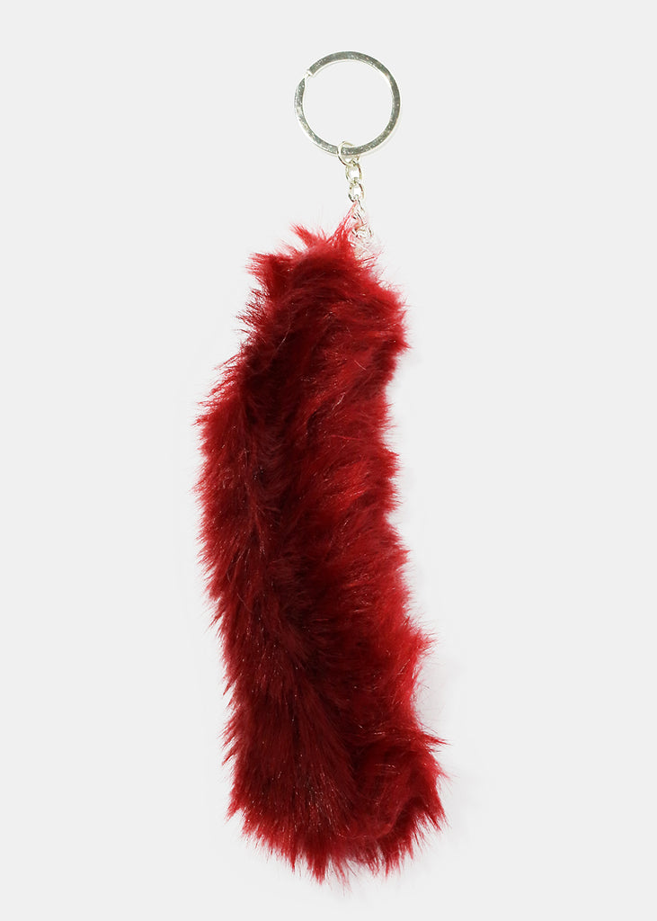 Long Fuzzy Keychain Maroon ACCESSORIES - Shop Miss A